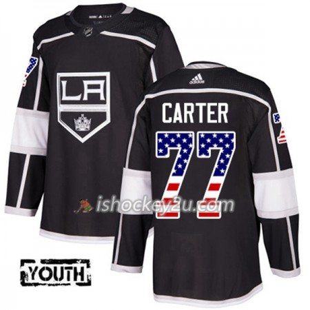 Mænd NHL Los Angeles Kings Trøje Jeff Carter 77 Adidas 2017-2018 Sort USA Flag Fashion Authentic